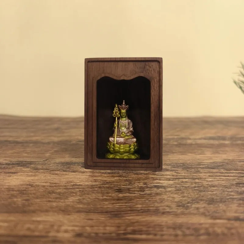 Compact USB Lighted Shrine – Painted Brass Ksitigarbha