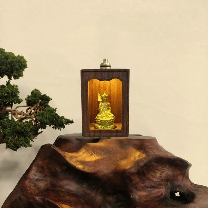 Modern Mini Shrine with Light – Painted Ksitigarbha