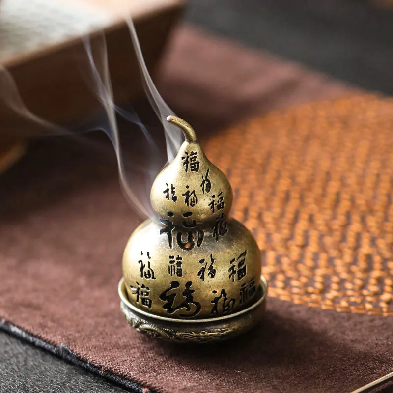 Chinese Bai Fu Gourd-Shaped Incense Burner