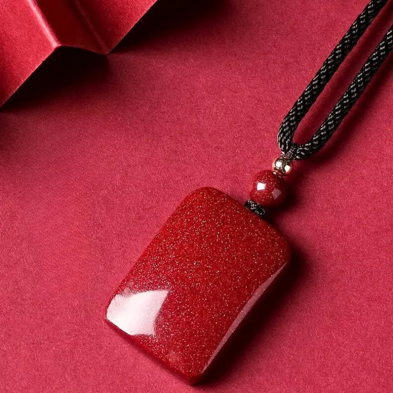 Natural Cinnabar "Peace and Tranquility" Pendant