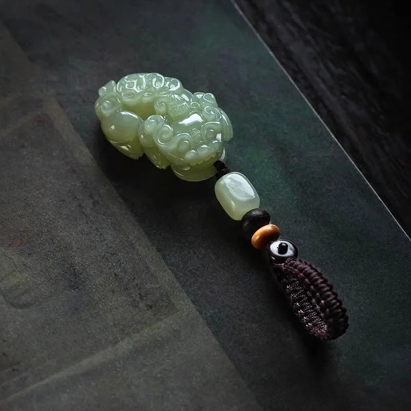 Nephrite Pixiu Keychain - Male (Yang) and Female (Yin) Versions