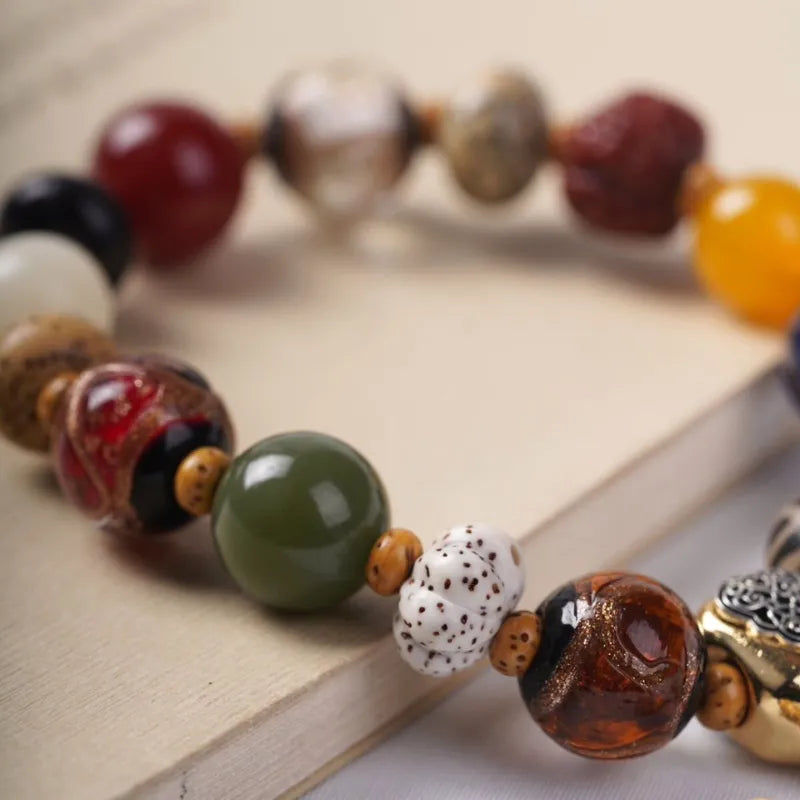 Tibetan Star and Moon Bodhi Bead Bracelet - For Dispelling Worries & Healing