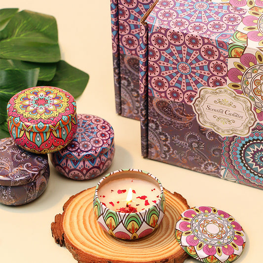 4 Pack Bohemian Scented Candle Gift Set Natural Soy Wax Aromatherapy Candle for Home Decor and Holiday Gifts