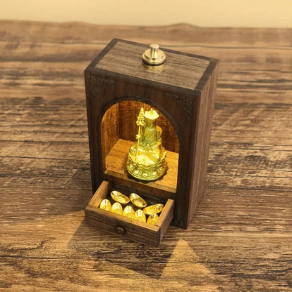 Travel Brass Shrine with Light – Handcrafted Ksitigarbha