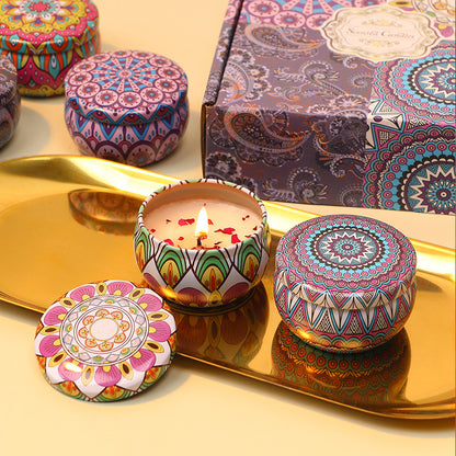 4 Pack Bohemian Scented Candle Gift Set Natural Soy Wax Aromatherapy Candle for Home Decor and Holiday Gifts