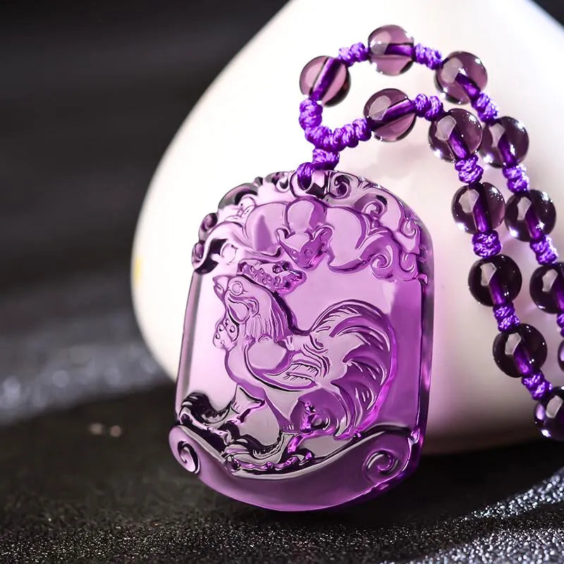 Amethyst Chinese Zodiac Protection Charm Peaceful Pendant