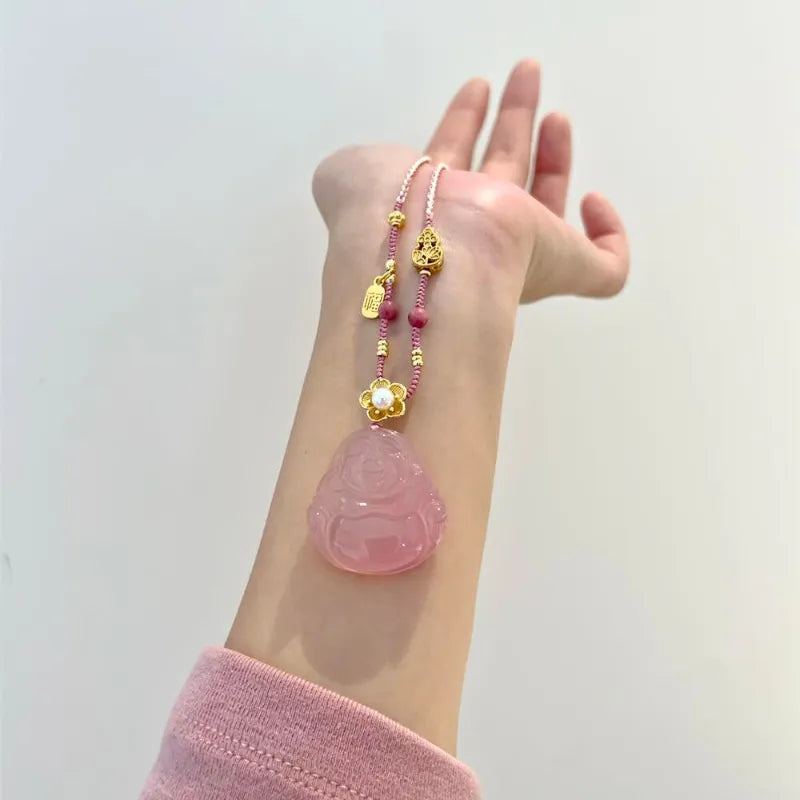 Buddha Maitreya Chalcedony Necklace - For Inclusiveness and Acceptance