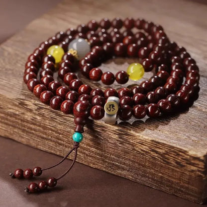 Buddha Stone 108-Bead Rosewood Prayer Bead Bracelet