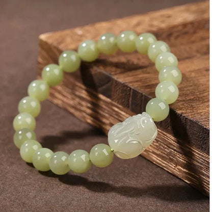 Buddha Stone Green Jade Pixiu Wealth Bracelet
