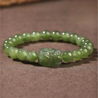 Buddha Stone Green Jade Pixiu Wealth Bracelet