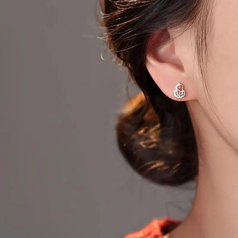 Chinese Style Wealth-Making Gourd Earrings