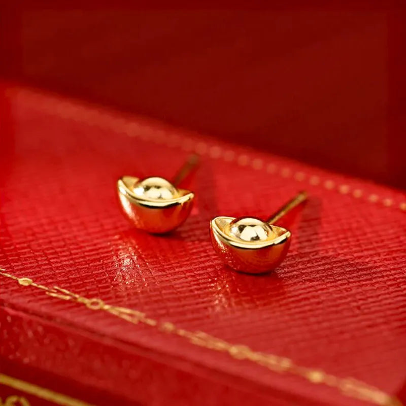 Chinese Traditional Mini Yuanbao Earrings