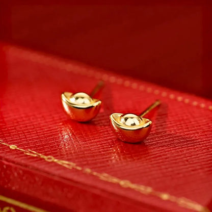 Chinese Traditional Mini Yuanbao Earrings