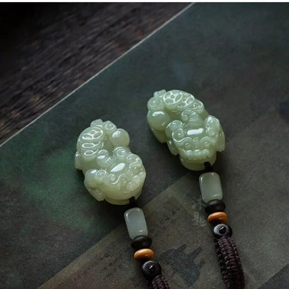Nephrite Pixiu Keychain - Male (Yang) and Female (Yin) Versions