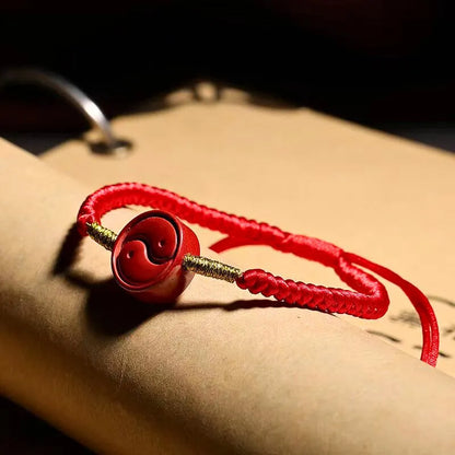 Taoist Bagua Yin-Yang Vermilion Red Rope Bracelet
