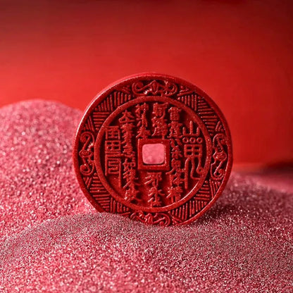 Taoist Mountain Ghost Coin Vermilion Amulet Pendant - For Protection and Peace