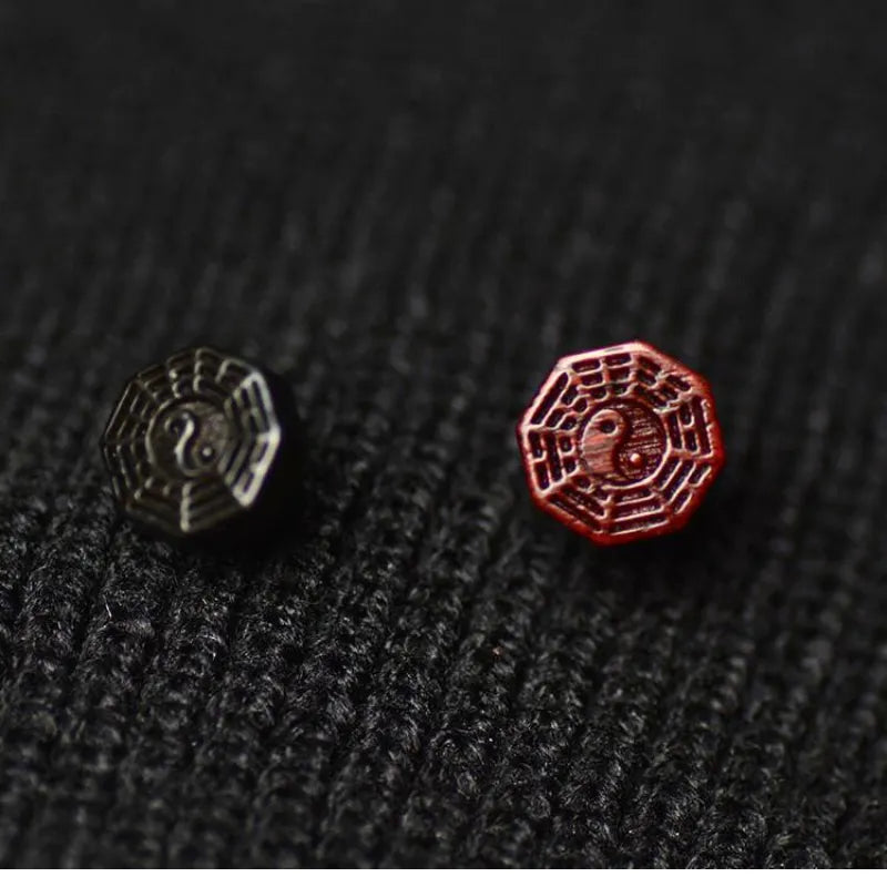 Taoist Tai Chi Bagua Diagram Sandalwood Earrings
