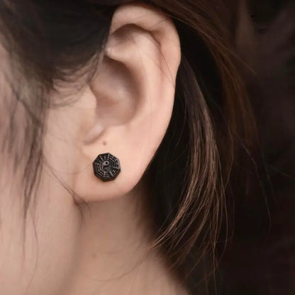 Taoist Tai Chi Bagua Diagram Sandalwood Earrings