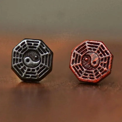 Taoist Tai Chi Bagua Diagram Sandalwood Earrings